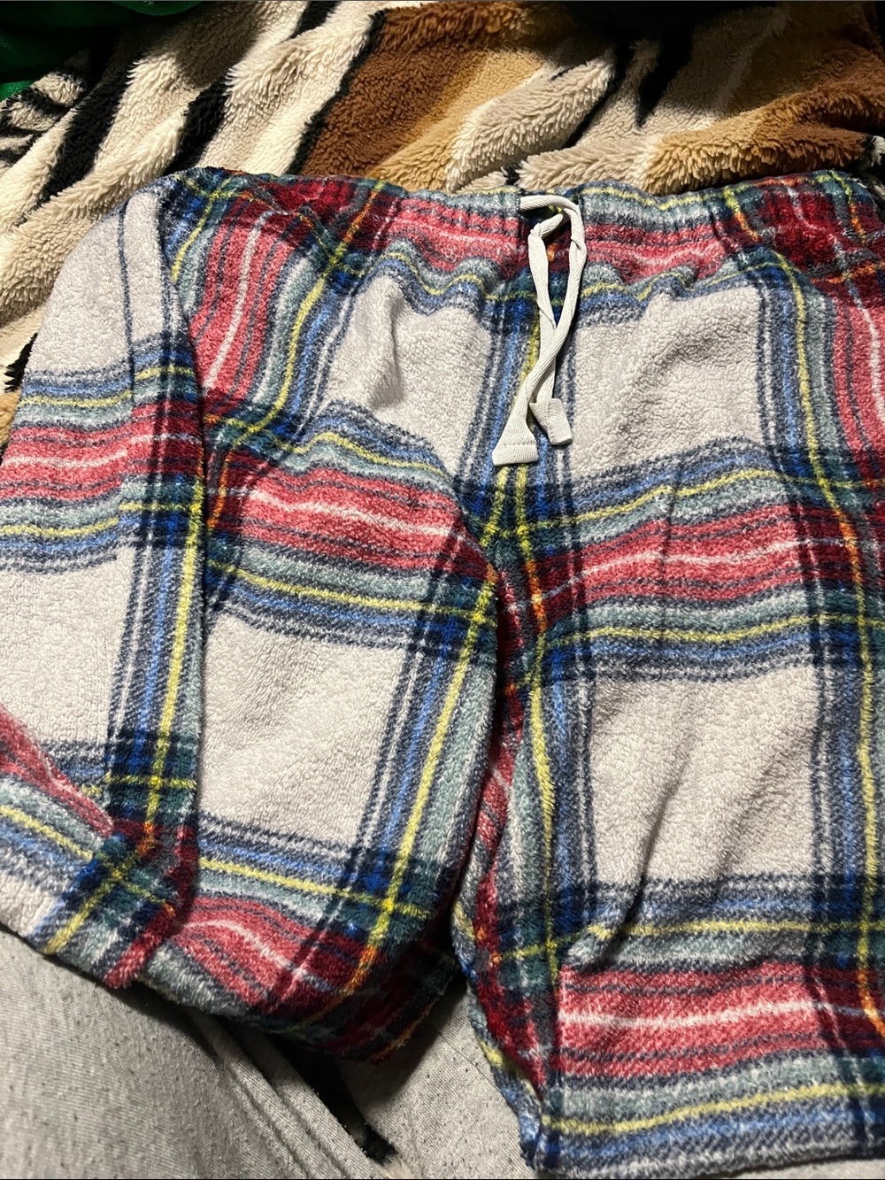 George Plaid Terry Track Shorts in Red, Blue & Yellow